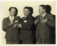 10" x 8" Glossy Publicity Photo From 1935 -- "Larry and Moe showing off their wedding rings to a ringless Curly" -- Very Good Condition